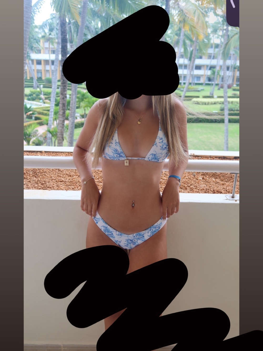 Kulani Kinis White & Blue Floral Triangle Bikini
